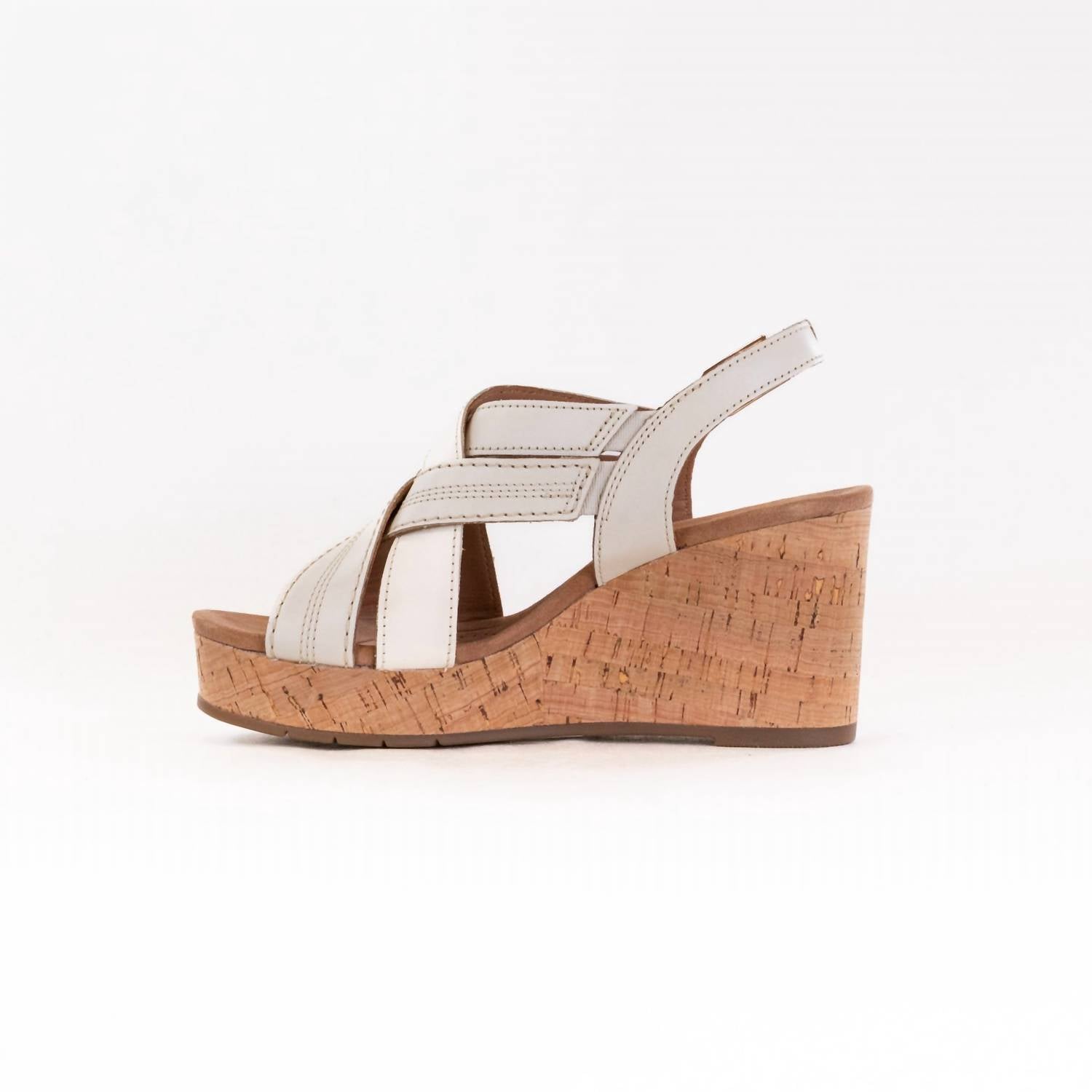 Clarks Women's Sabina Sling Cork-wrapped Wedge in creme leather - women's sandal - view 6