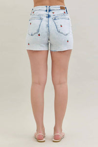 Judy Blue - High Waisted Cherry Embroidery Shorts