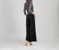 Clara Sun Woo Sheer Shimmer Modern Tie Front Cardigan in silver - women's cardigan - alternate view