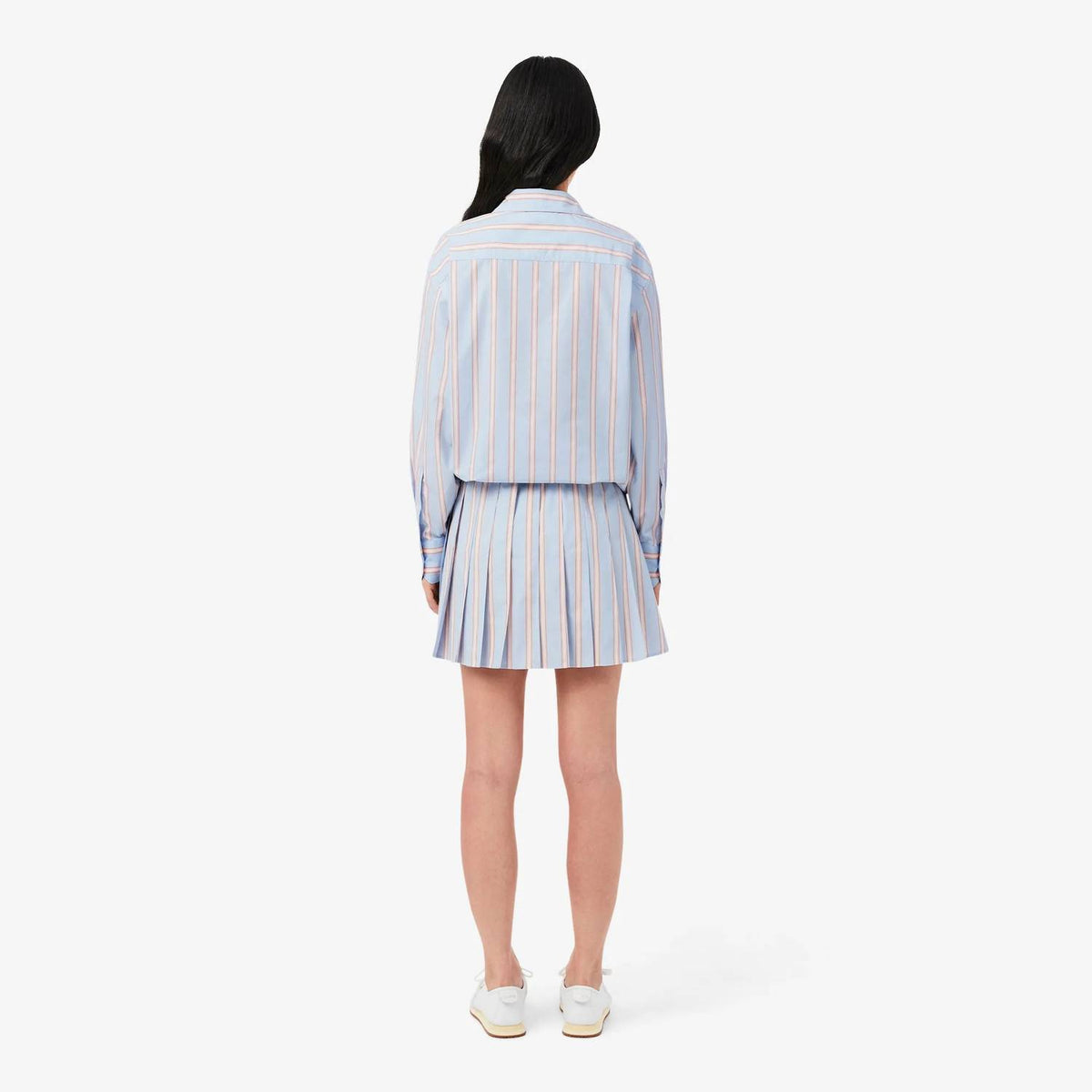Lacoste - Poplin Short Striped Pleated Skirt