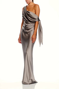 The Sei - Asymmetrical Drape Gown With Tie