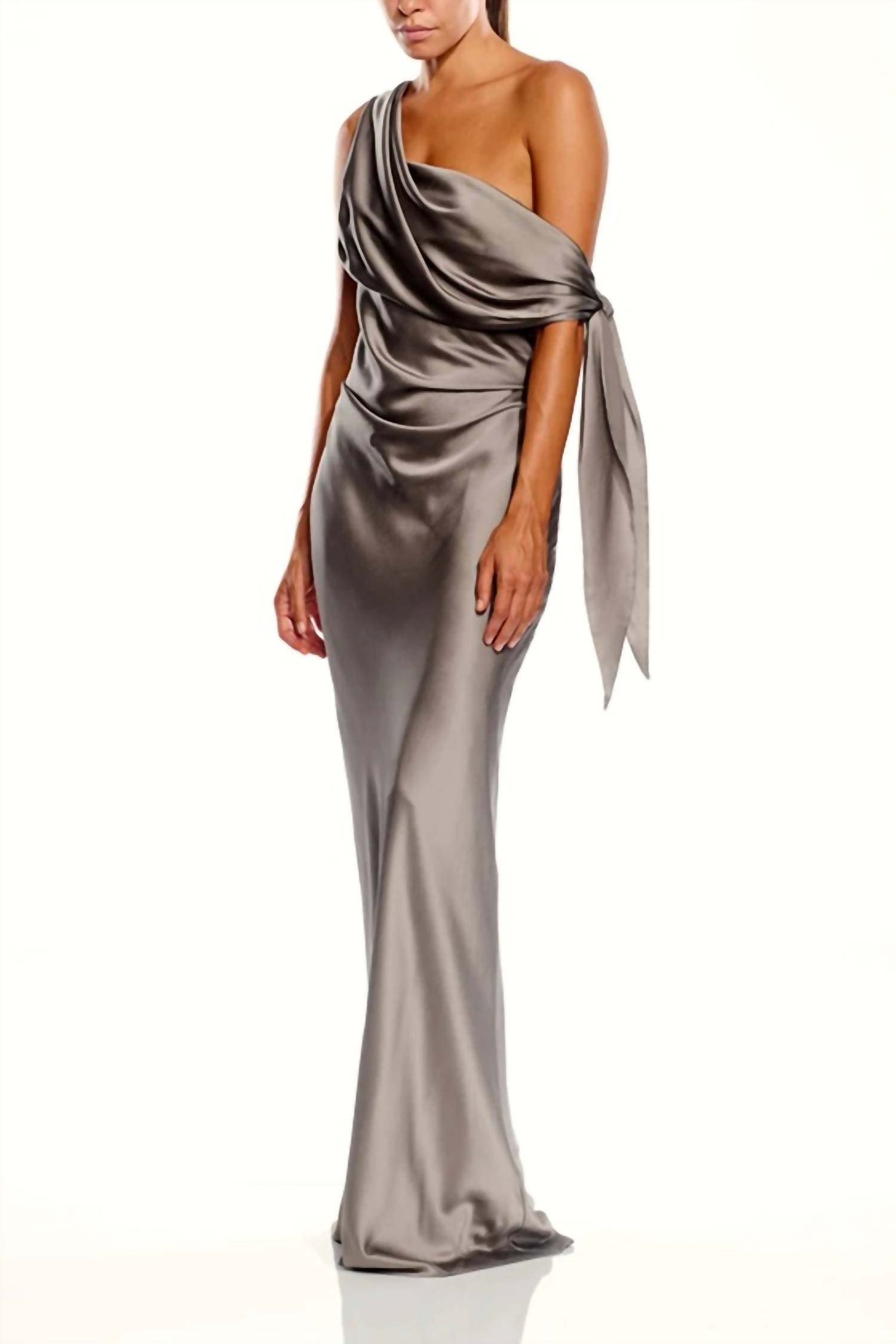 The Sei - Asymmetrical Drape Gown With Tie