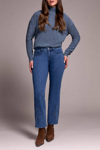 Tribal - Audrey With 3d Flower Flare Jeans