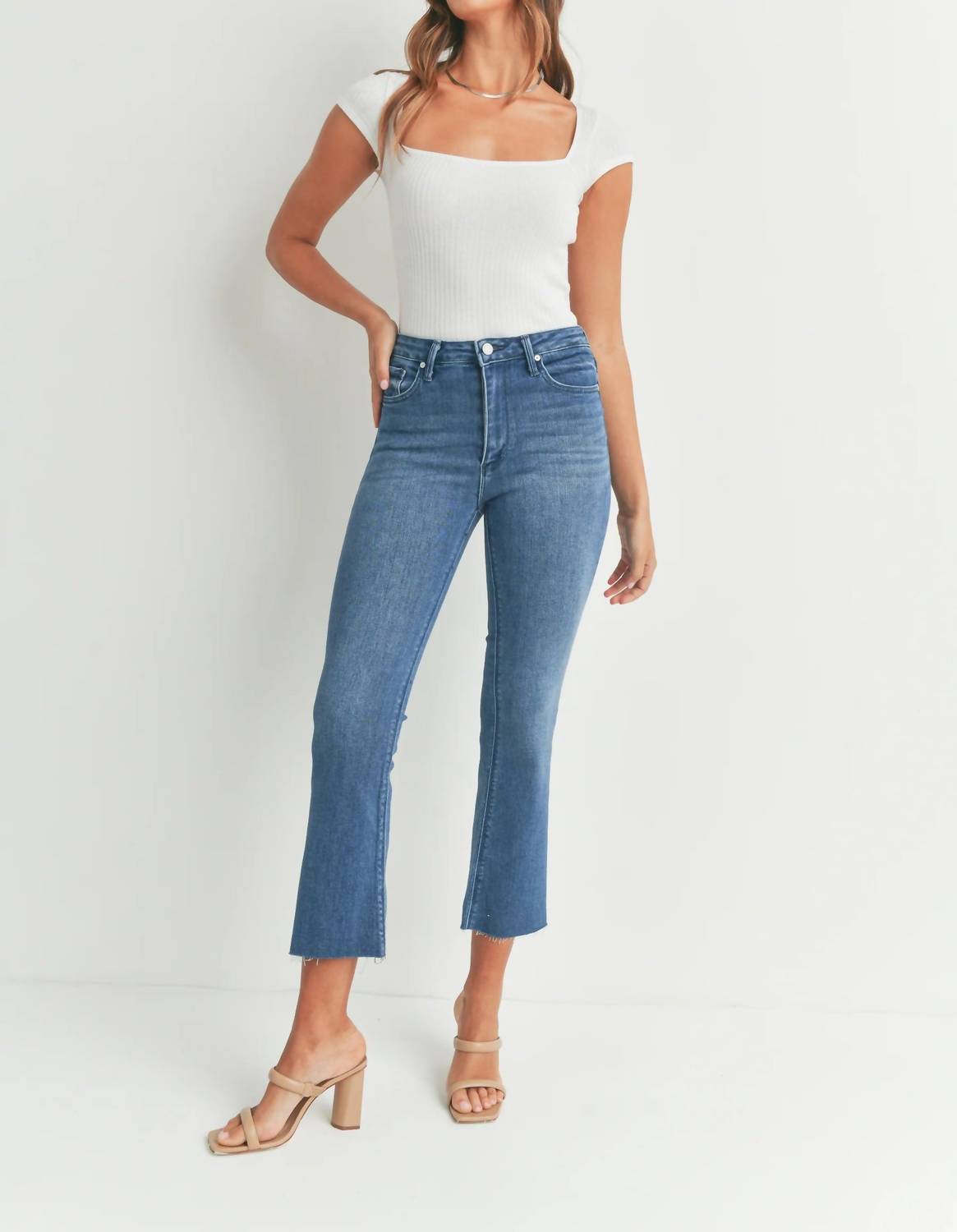 Just Black Denim - High Rise Tonal Crop Flare Jeans