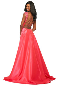 Sherri Hill A-line Gown in coral - women's dress - alternate view