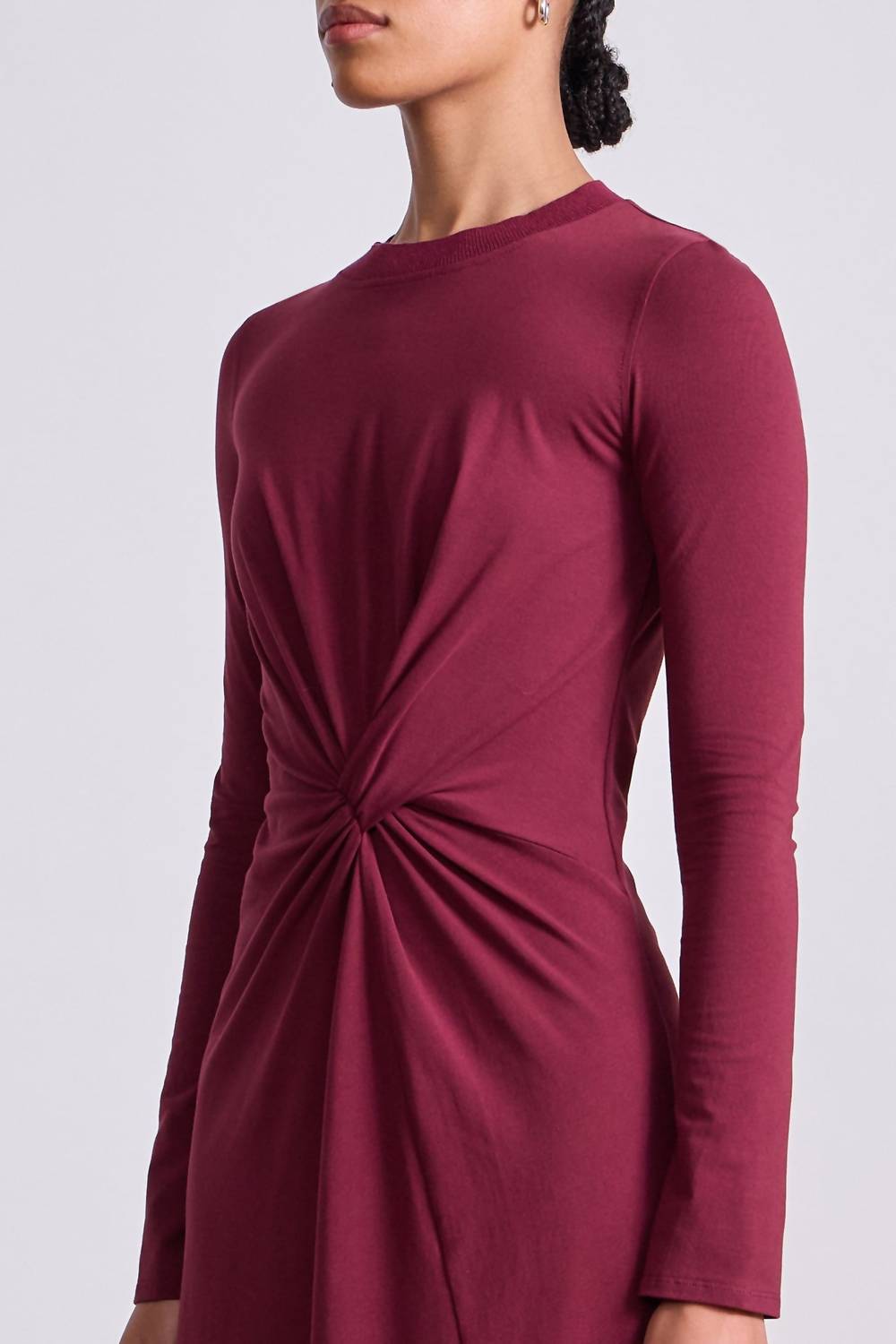 APIECE APART Long Sleeve Volta Midi Dress in black cherry - women's dress - view 4