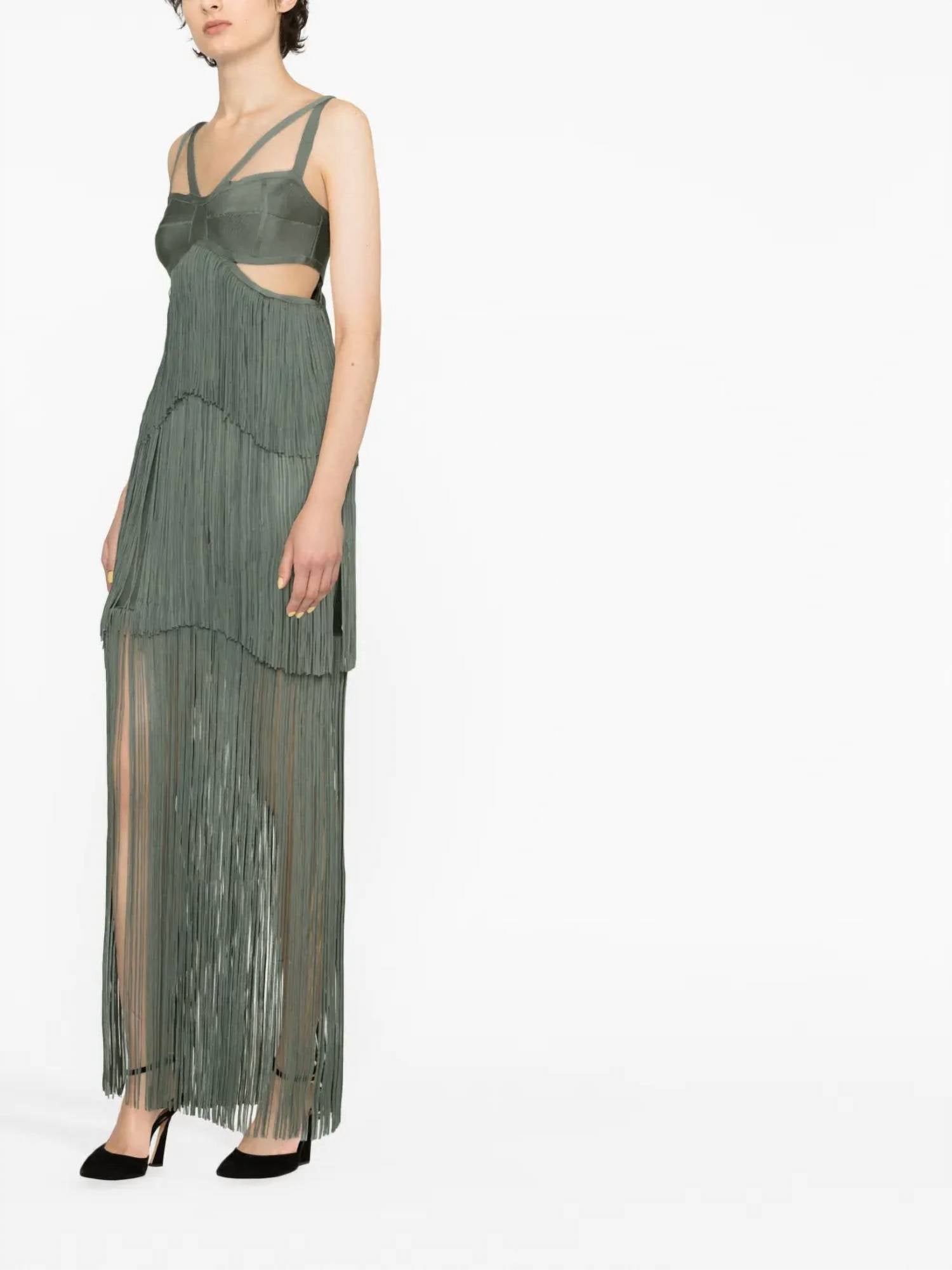 Herve Leger - Tiered Fringe Maxi Gown