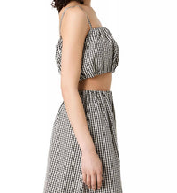 FRENCH CONNECTION Gingham Cropped Top in black - women's shirt - alternate view