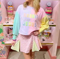Brianna Cannon - Easter Is For Jesus Cropped Color Block Sweatshirt
