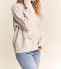ADORA Floral Applique Soft Sweater - women's sweater - detail view
