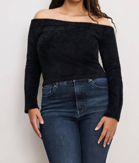Good American - Plush Off Shoulder Long Sleeve Sweater