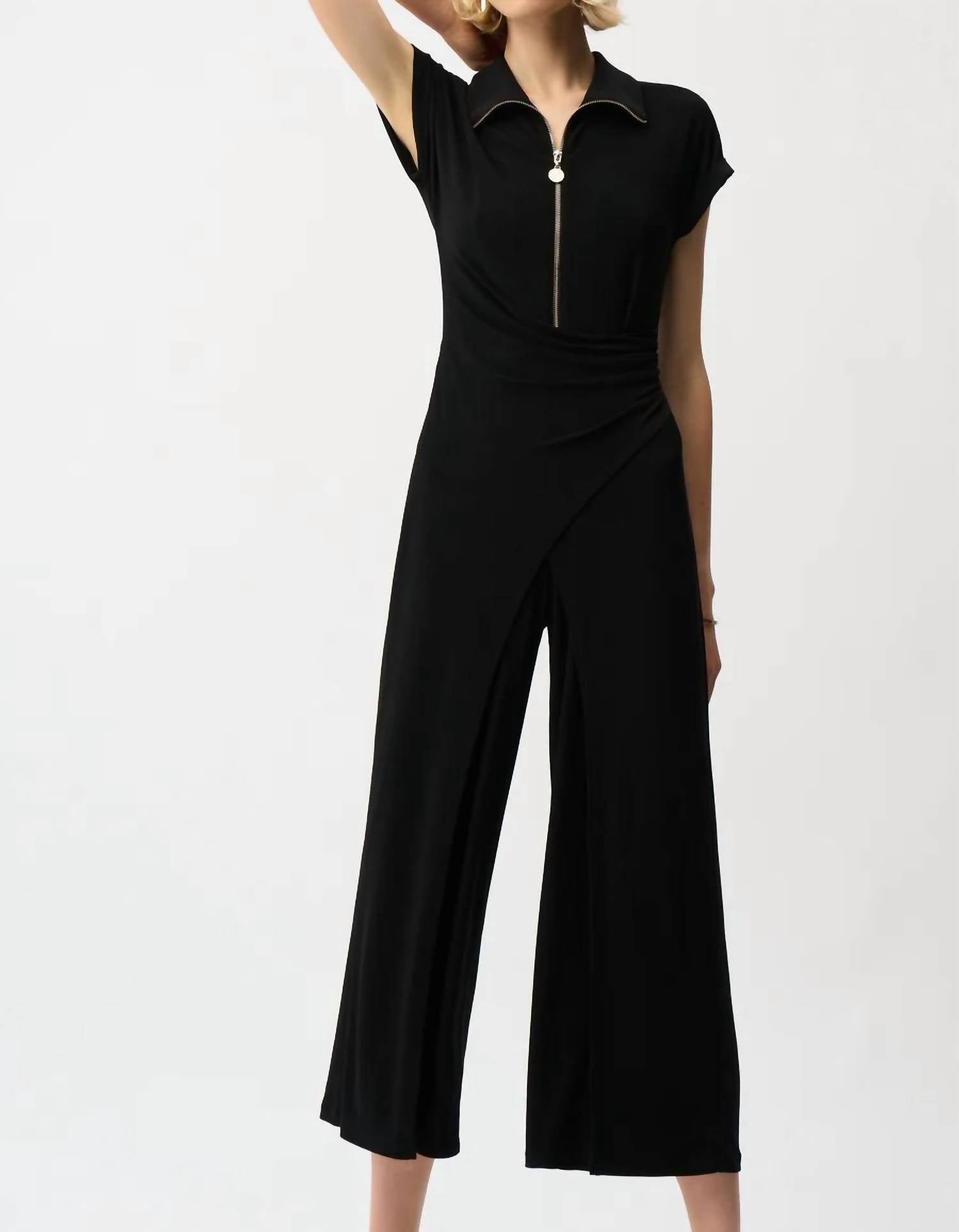 Joseph Ribkoff - Silky Knit Culotte Jumpsuit with Gold Zipper