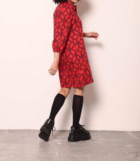 maude vivante Ava Mini Dress in red black 2 - women's dress - alternate view