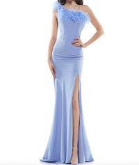 Colors Dress - One Shoulder Feather Gown