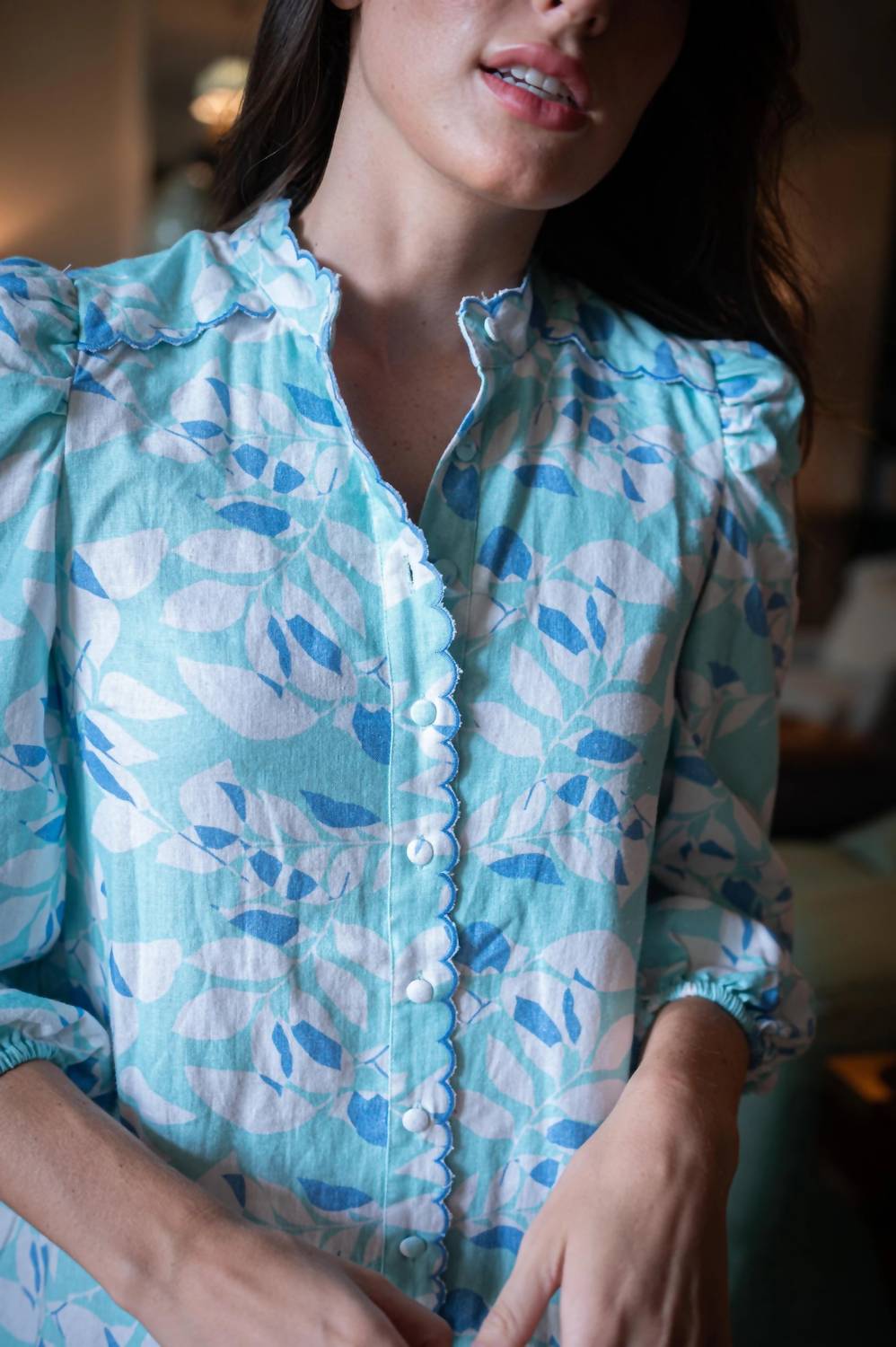 Sail To Sable - Scalloped Shirt Mini Dress
