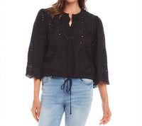 Karen Kane - Brecklyn Embroidered Tie Waist Top