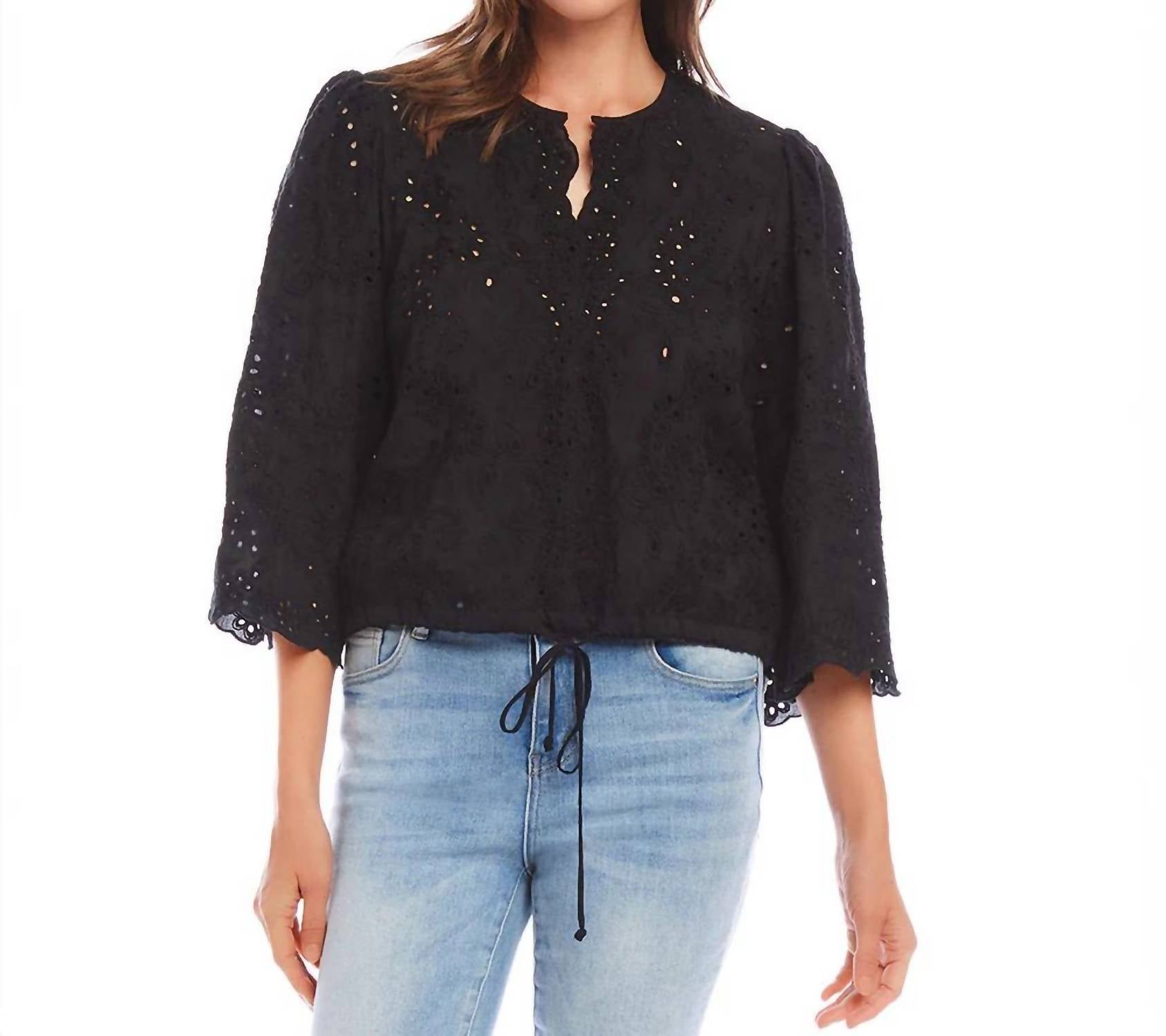 Karen Kane - Brecklyn Embroidered Tie Waist Top