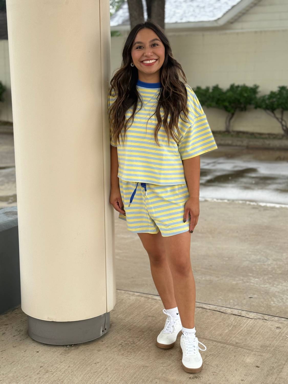 day + moon Women's Better For You Striped Short in blue butter - women's shorts - alternate view