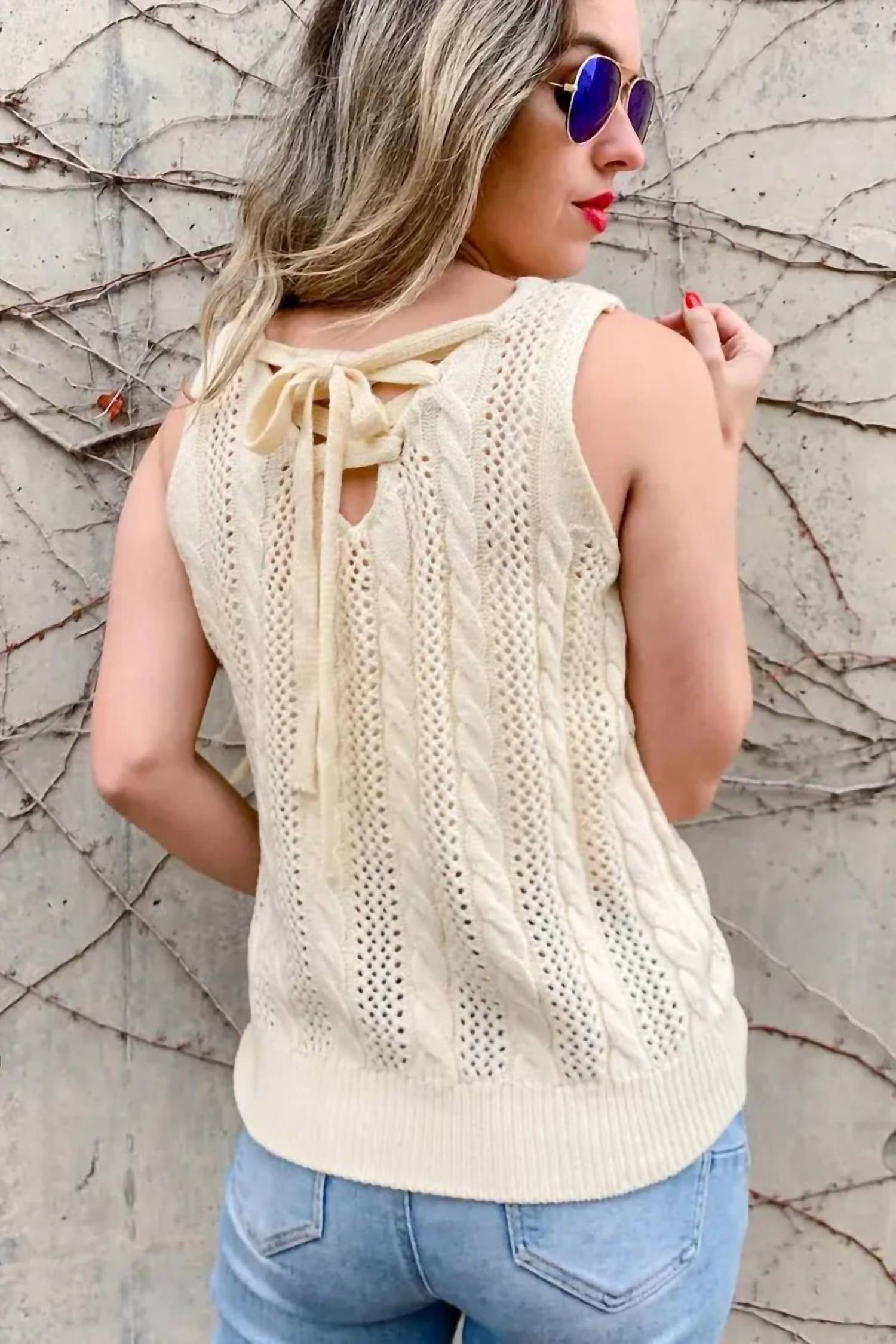 Amoli - Lace-up Back Tank Top