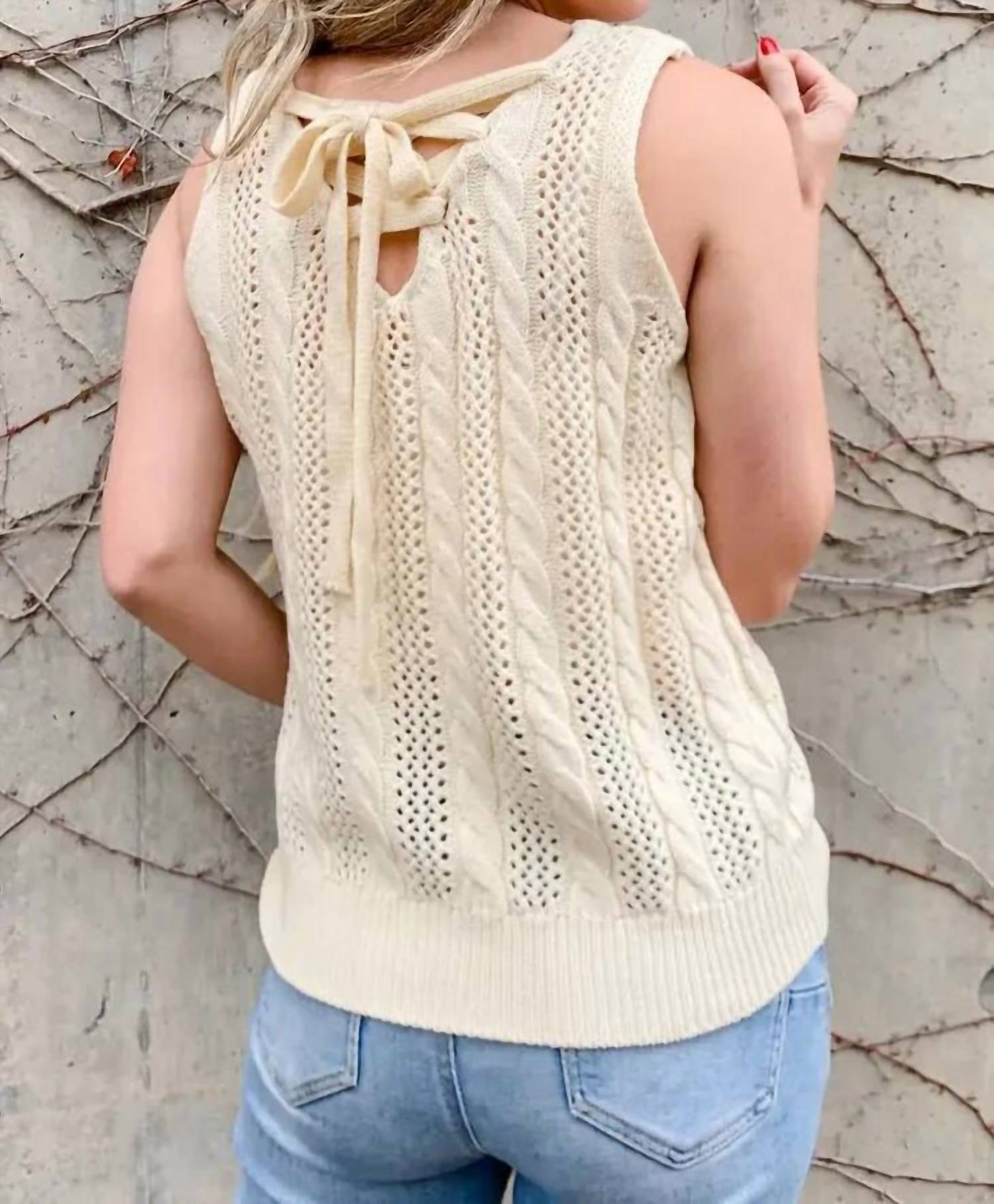 Amoli - Lace-up Back Tank Top