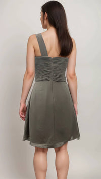 Last Dress - Ruched Rosette Asymmetric Evening Dress