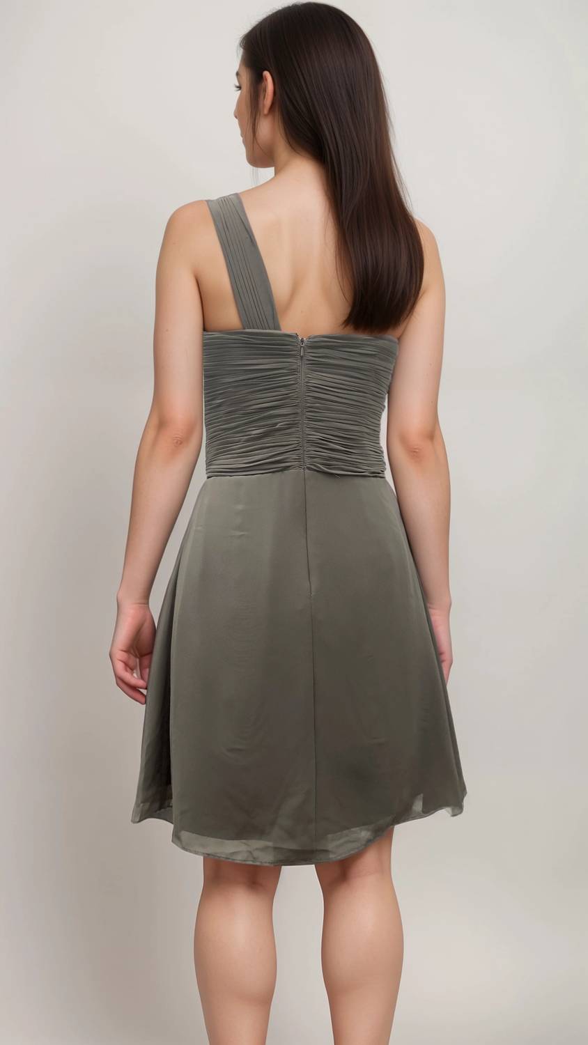 Last Dress - Ruched Rosette Asymmetric Evening Dress