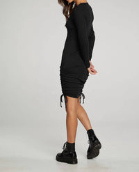 Chaser - Rouched Drawstring Crew Neck Dress