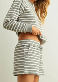 Miou Muse - Striped Terry Top And Shorts Set