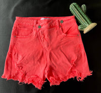RISEN Ada Asymmetrical Distressed Shorts in coral pink - women's shorts - view 6