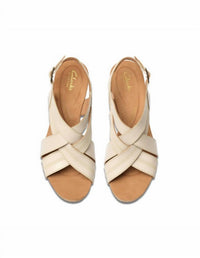 Clarks Women's Sabina Sling Back Sandals in cream leather - women's sandal - view 4