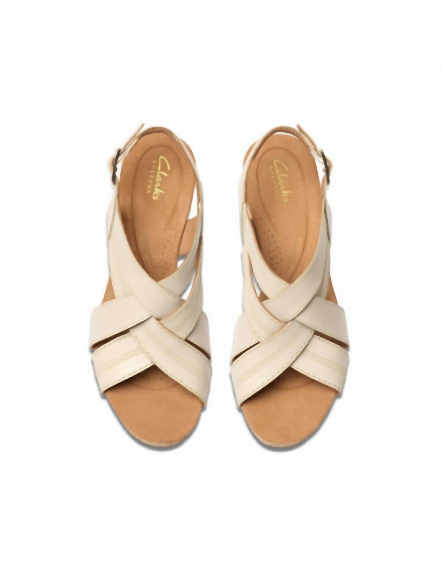 Clarks Women's Sabina Sling Back Sandals in cream leather - women's sandal - view 4