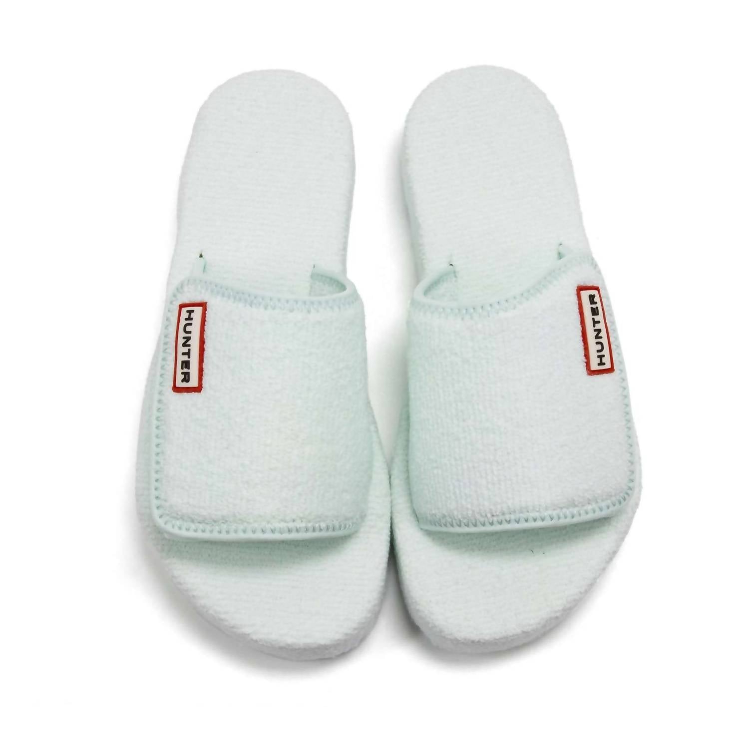 HUNTER Women's Original Terry Towelling Logo Slides in spearmint - women's shoe - view 9