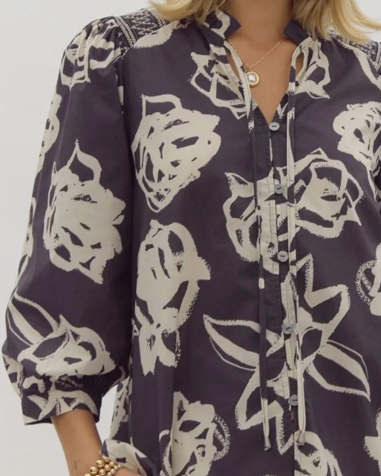 Entro - Printed Ruffle Top