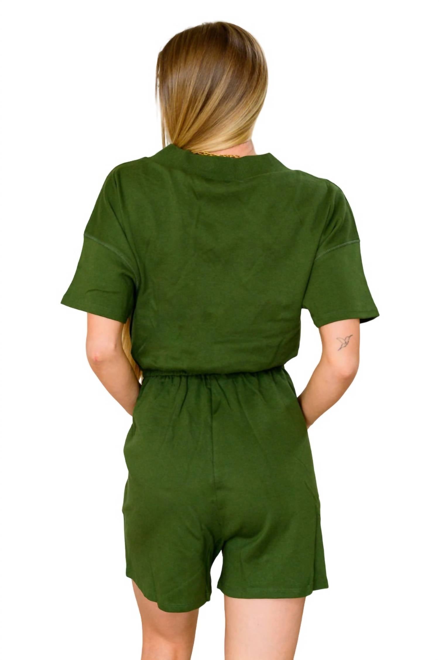 Zenana - Short Sleeve V-Neck Romper