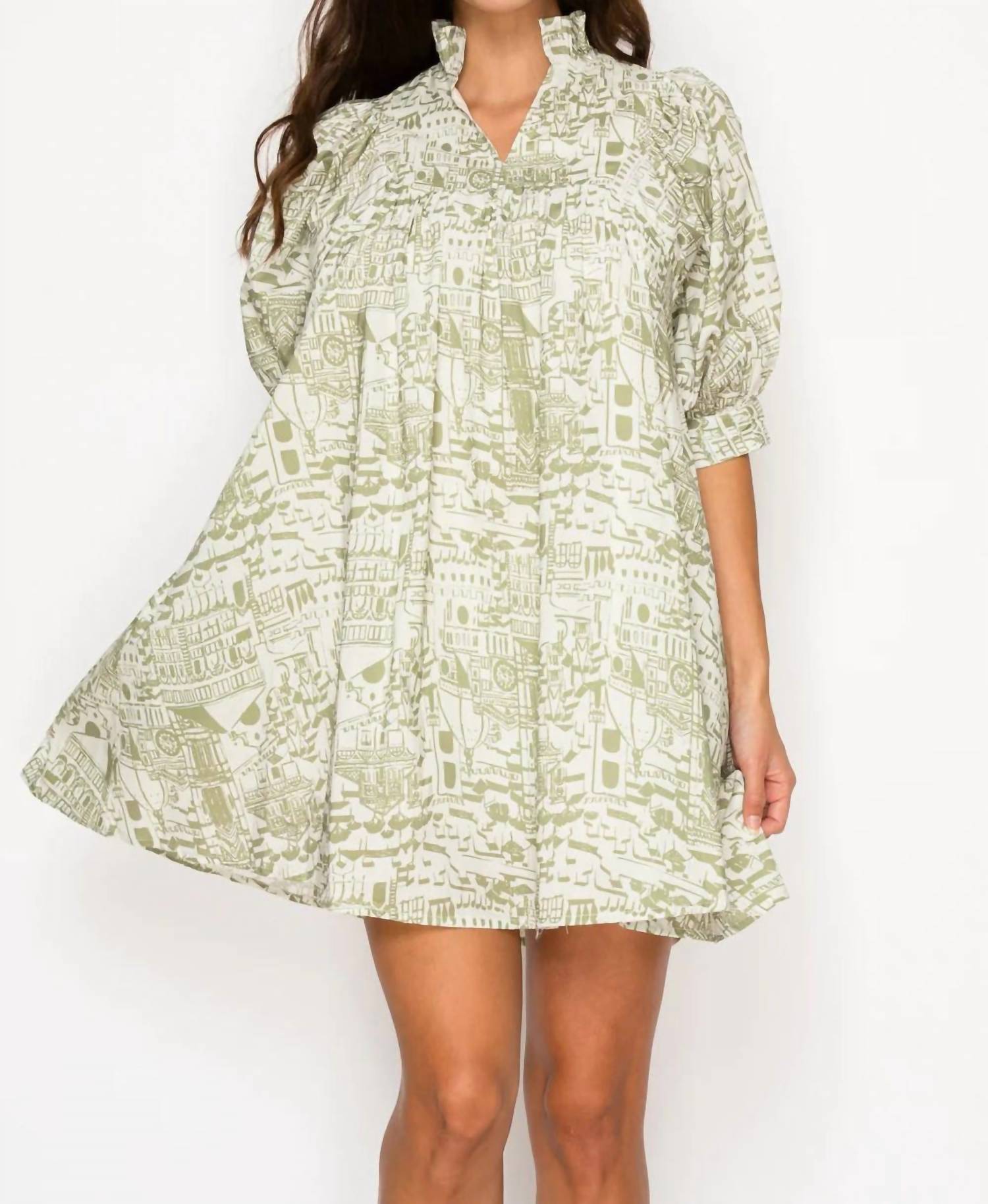Meet Me in Santorini Verdant Bellezza Mini Dress in santorini verdant bellezza mini dress in green - women's dress