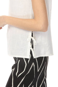 Charlie B - Side Ties Solid Linen Blend Sleeveless Top