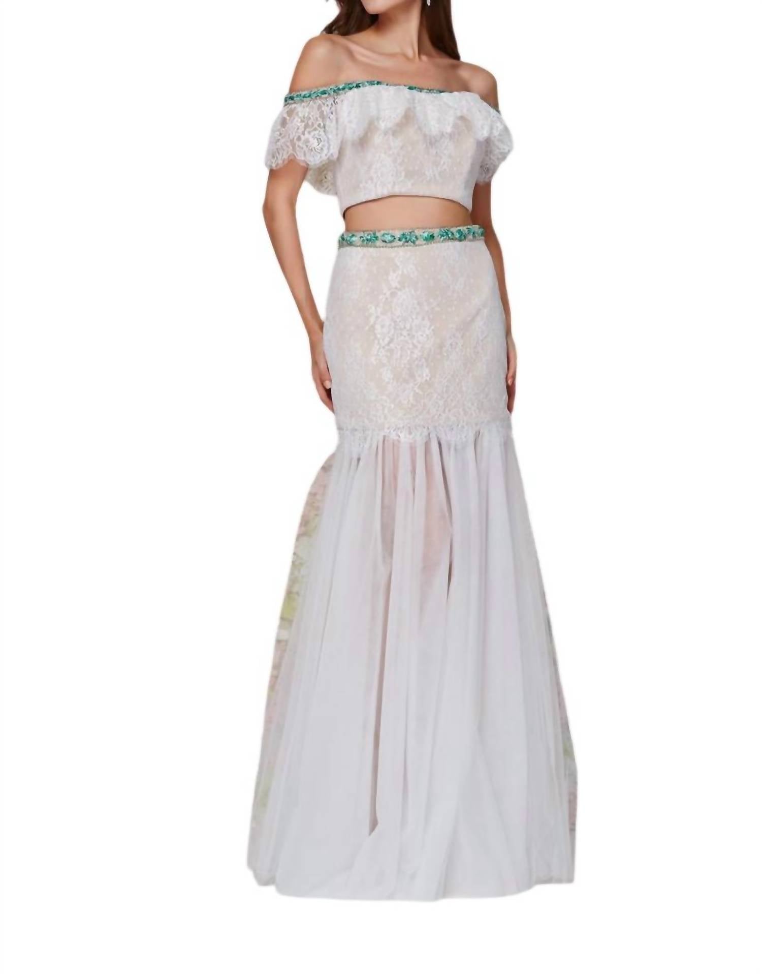 Angela & Alison - Cropped Top Prom Dress