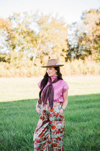 SHE + SKY Metallic Mock Neck Sweater in candy pink - women's sweater