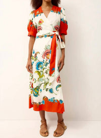 Marie Oliver Rita Wrap Dress in cartagena print - women's dress