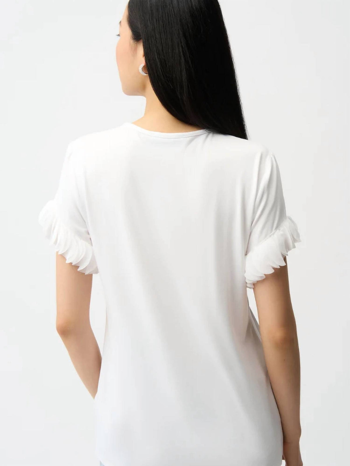 Joseph Ribkoff - Jersey Fitted Top With Laser Cut Chiffon Sleeve