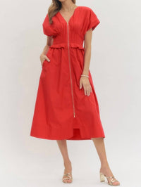 Entro - Women's Solid Smock Waist Dress