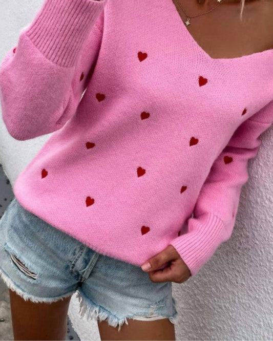 Miss Sparkling - V- Neck Embroidered Sweater