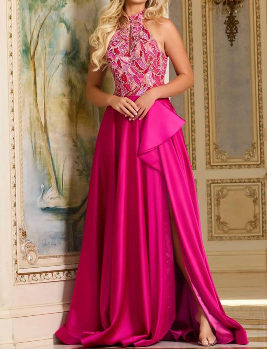 Jovani - Halter Neck A-line Gown