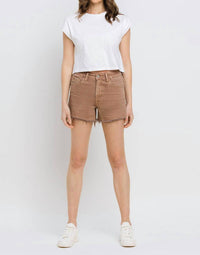 Vervet By Flying Monkey - Super High Rise Raw Hem Mom Shorts