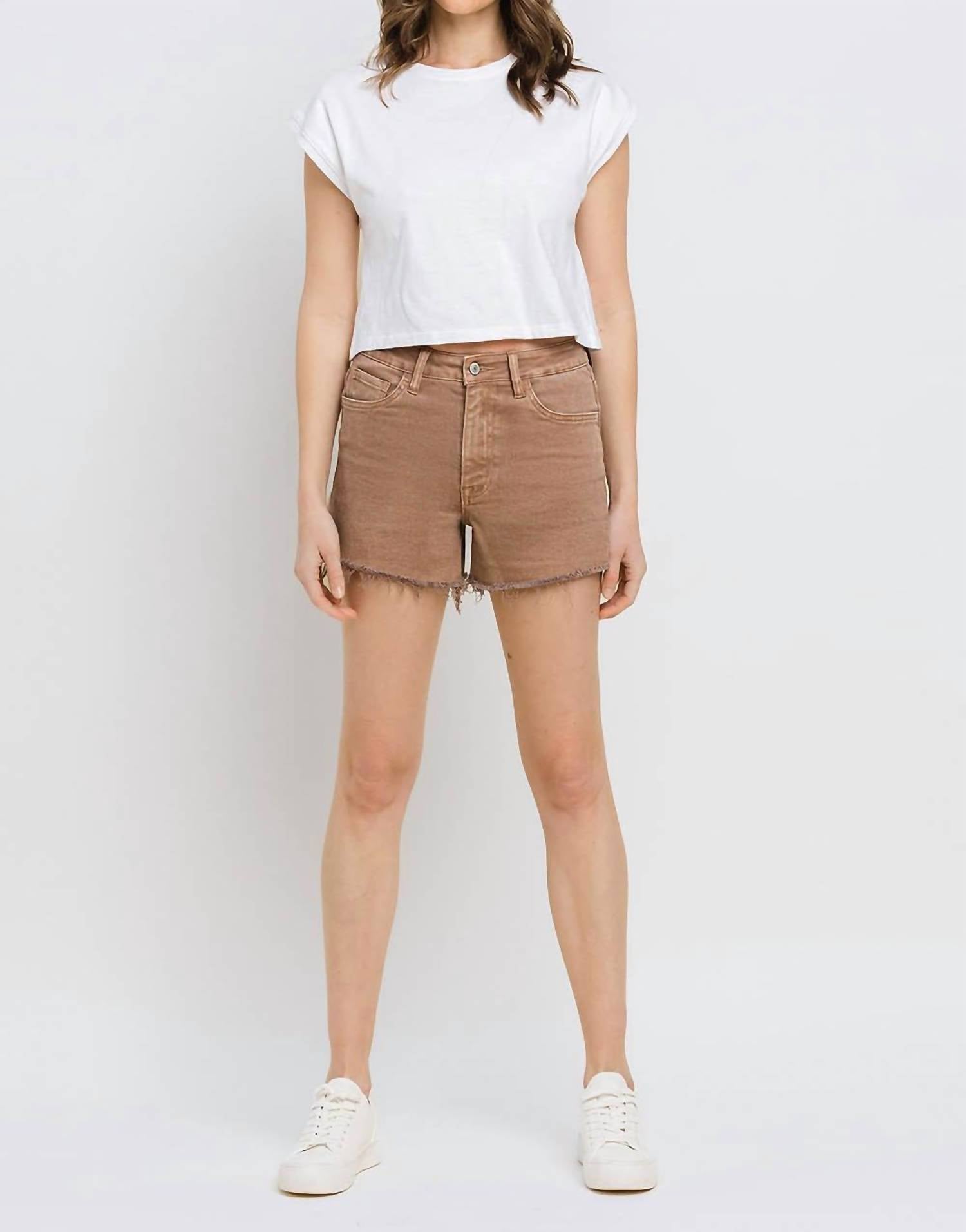 Vervet By Flying Monkey - Super High Rise Raw Hem Mom Shorts