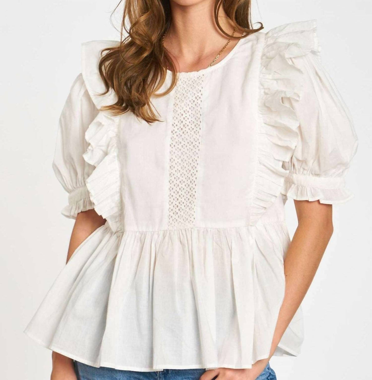 Dra Los Angeles - Eyelet Puff Sleeve Top