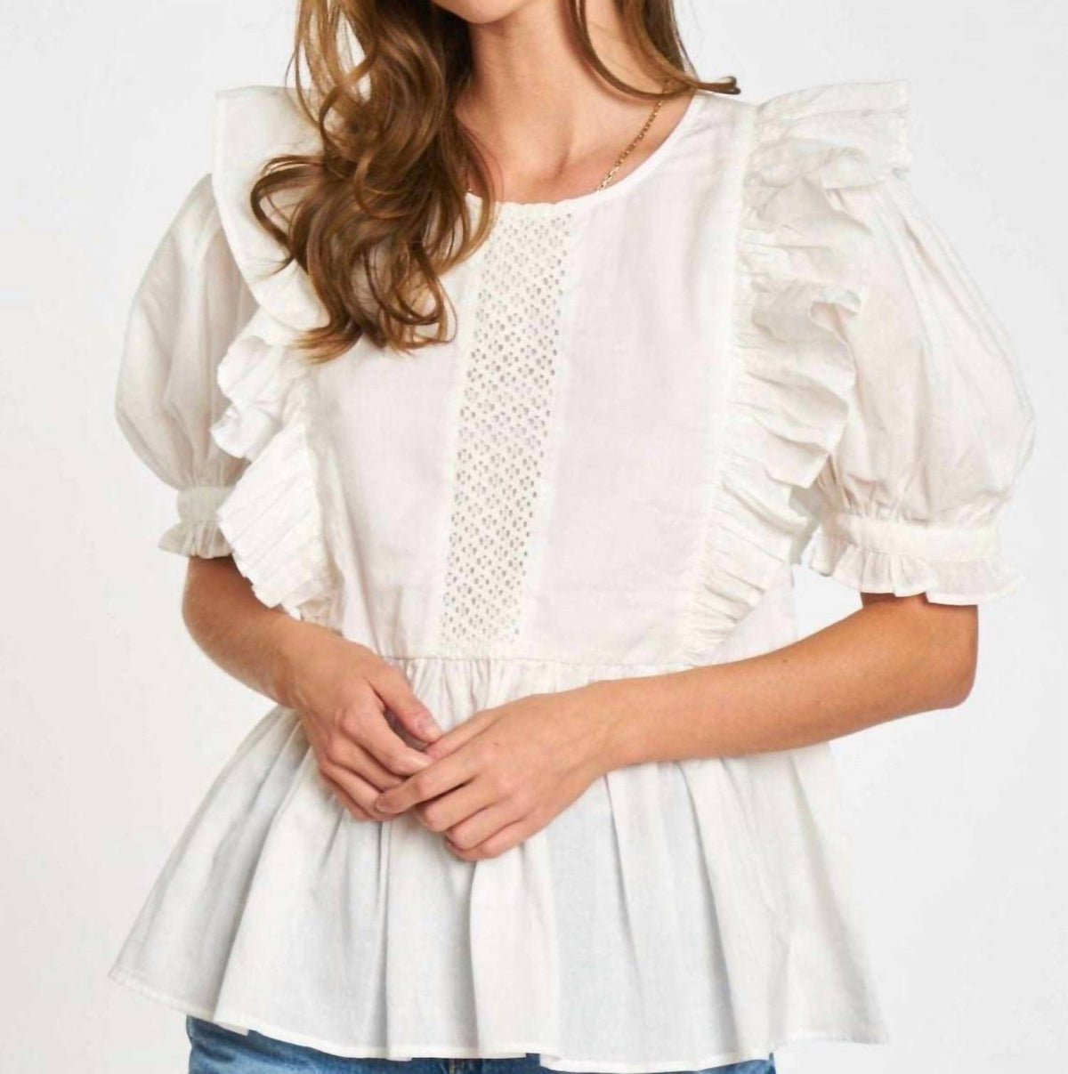 Dra Los Angeles - Eyelet Puff Sleeve Top
