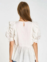 Dra Los Angeles - Eyelet Puff Sleeve Top