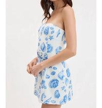 Sky To Moon - Seahouse Shell Print Strapless Romper