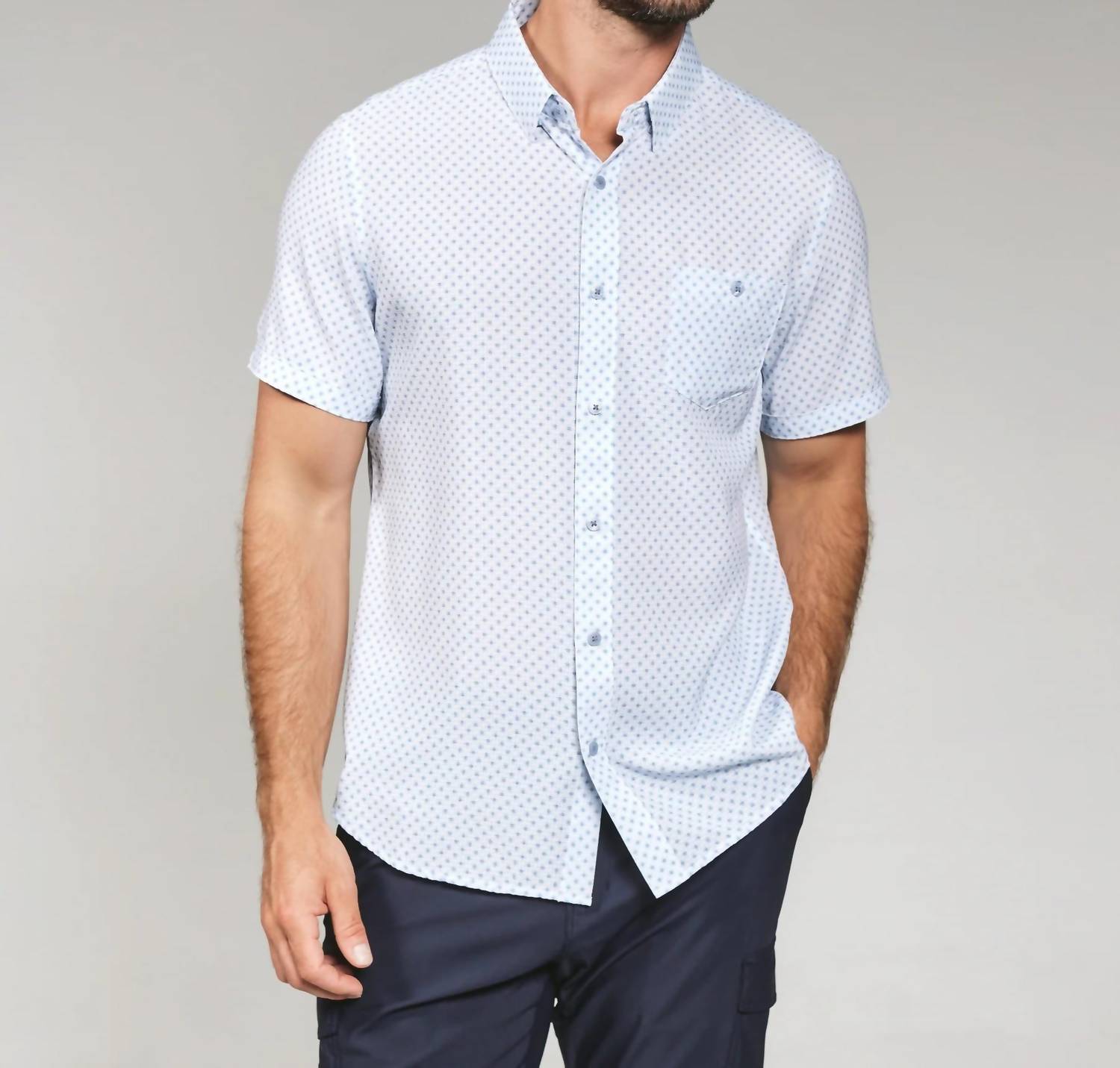 7Diamonds Orion Short Sleeve Shirt in light blue - men's shirt - detail view